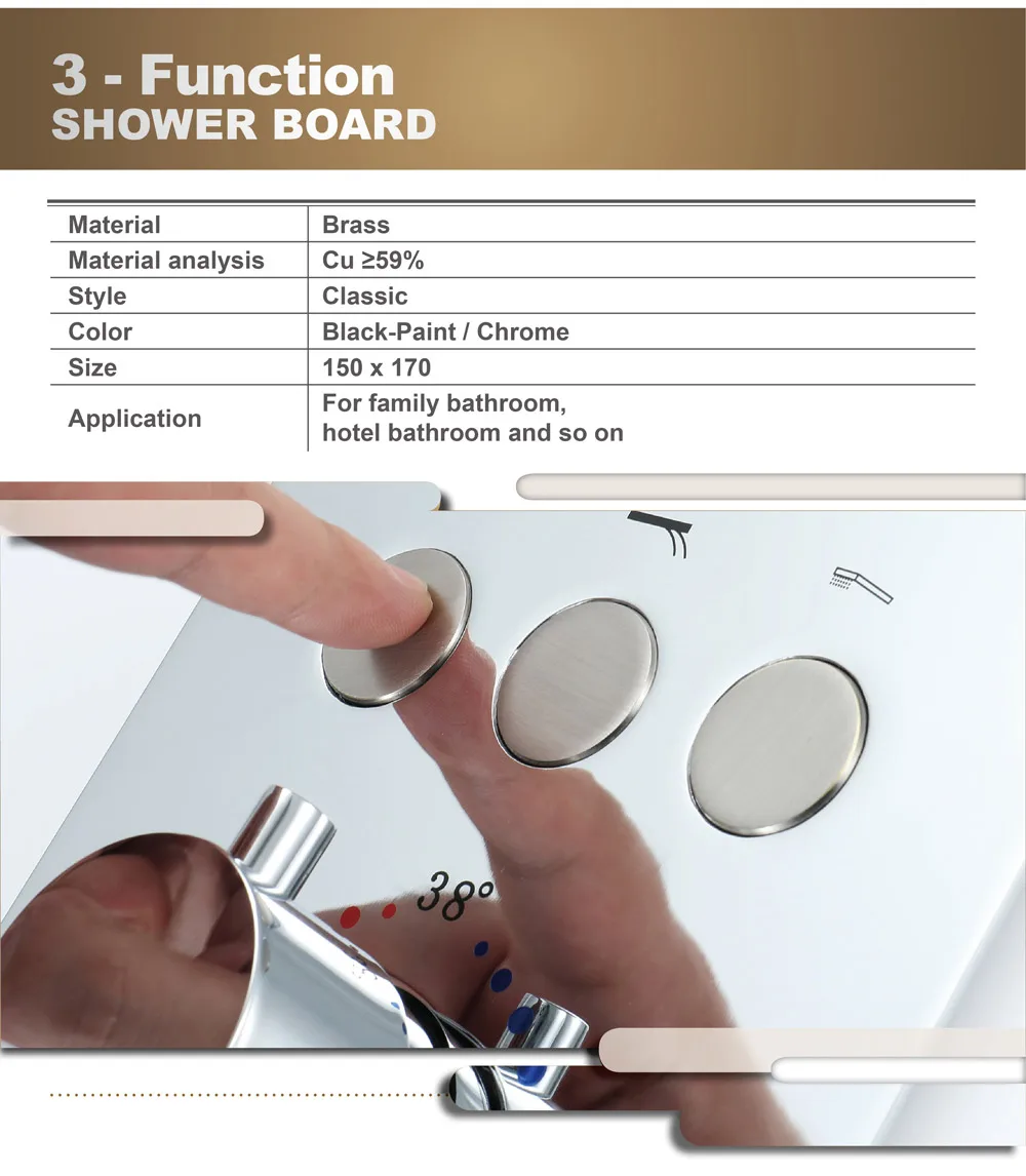 Латунный настенный душевой смеситель регулирующий клапан встроенный душевой кран термостат смеситель душевой клапан кран для ванной черный и хром