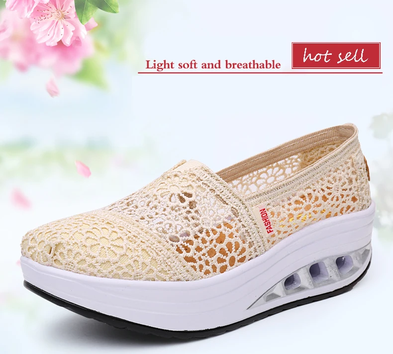 Г., женская повседневная обувь с открытым носком, с цветочным принтом, с дышащей сеткой и кружевом женская обувь на платформе с толстым каблуком