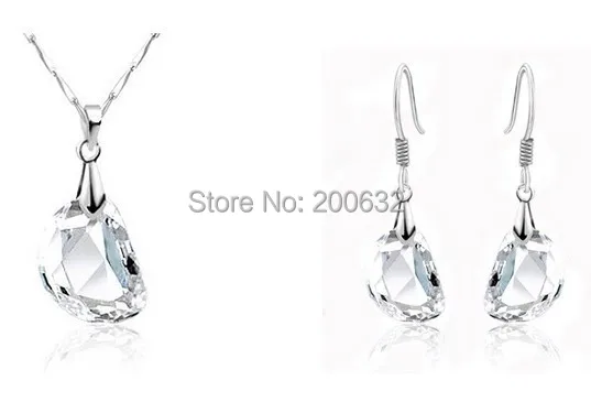 wholesale Best gift Top grade high quality chain Austrian CRYSTAL rhionstone pendant necklace earrings Jewelry Set free bag | Украшения и