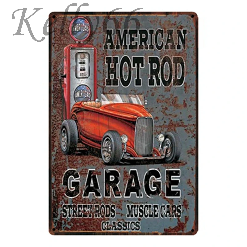 

[ Kelly66 ] Amrica HOT ROD GARAGE Retro Tin Sign Poster Home Decor Bar Wall Art Painting 20*30 CM Size y-1599