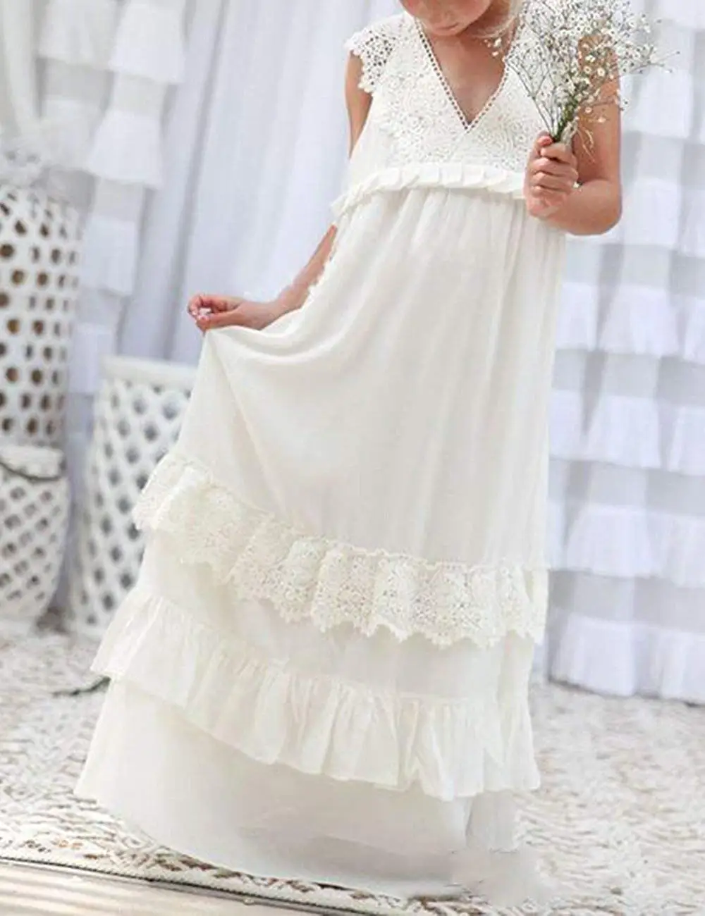 Lace Flower Girls Dresses White Ivory Country Wedding Kids Dress Beach First Communion Princess | Свадьбы и торжества