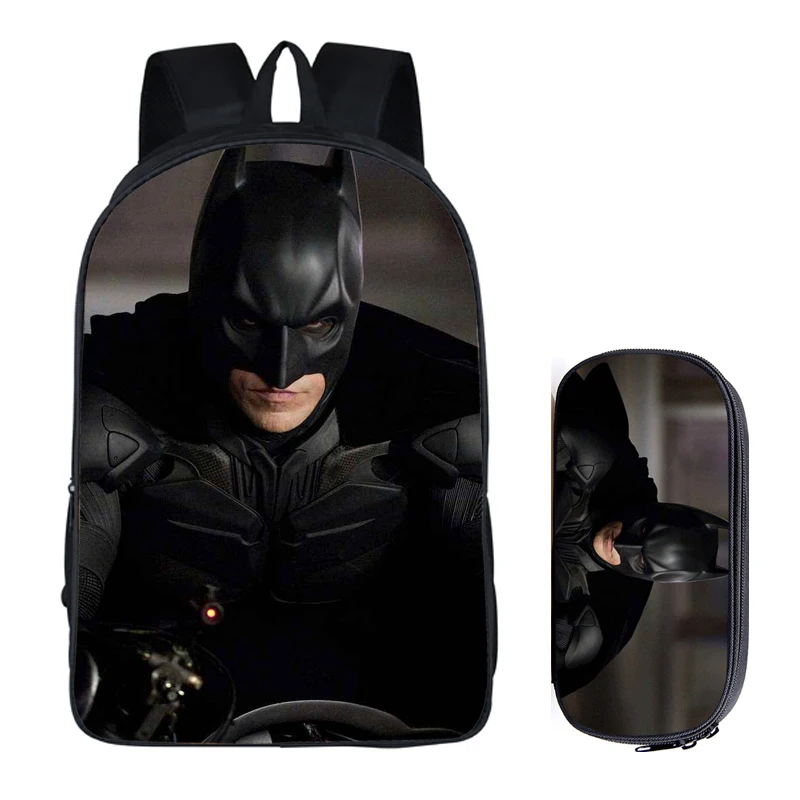 2Pcs Batman 010 16 дюймов сумка-рюкзак для девочек-подростков; для мальчиков и девочек Книга сумка Детская сумка школьные рюкзаки карандаш комплекты с сумкой - Цвет: 2Pcs Batman 010