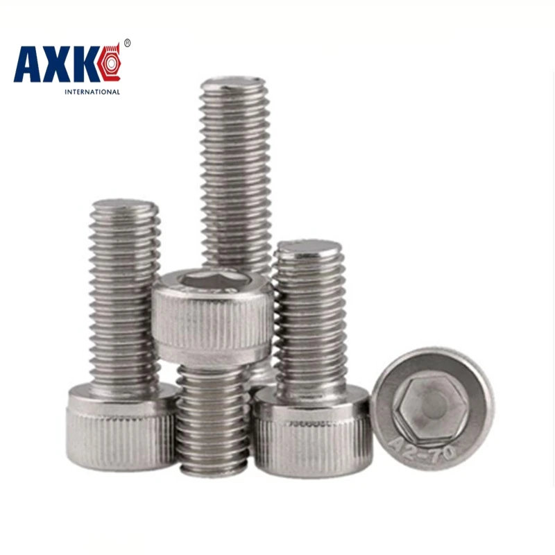 

Axk 100pcs/lot Din912 Hex Socket Head Cap Screw M6 Stainless Steel M6*10/12/16/20/25/30/35/40/45/50mm Bolts