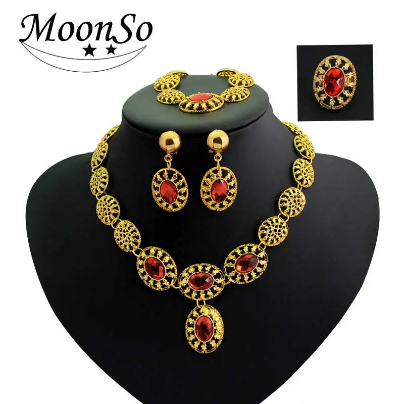 vintage jewelry set for bridal wedding african turkish statement necklace earrings india moonso nigeria J2070 | Украшения и