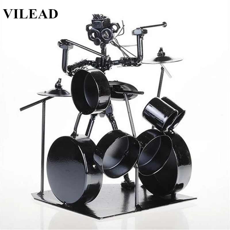 VILEAD 7,5 ''железная барабанная фигурка игрока винтажный домашний декор Музыкальный плеер образец прикладного искусства для офиса домашнего декора