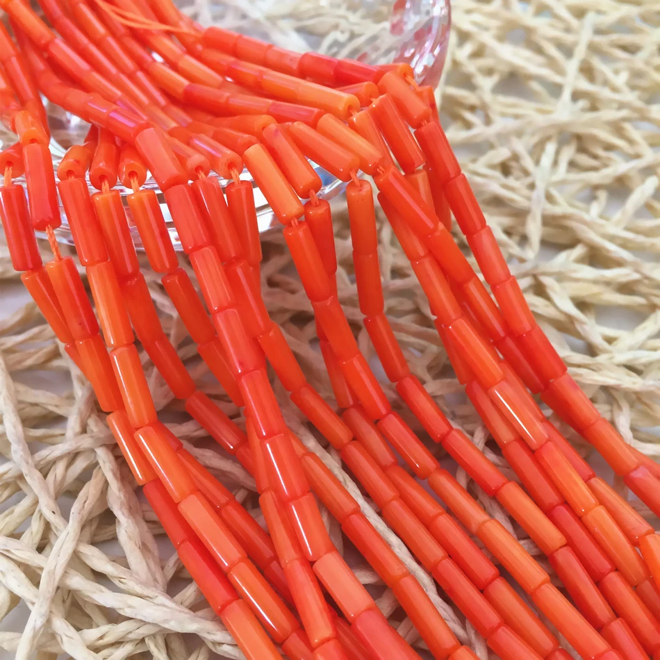 

Reddish orange coral 4*9mm tube shape fit diy necklace & bracelets for women high grade jewelry making loose beads 15inch B658