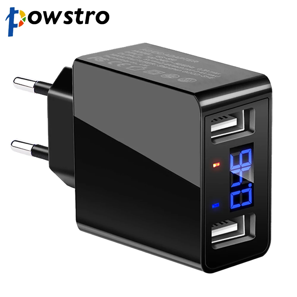 Зарядное устройство Powstro с двойным USB-портом светодиодный дисплей макс. 2 4 А умное