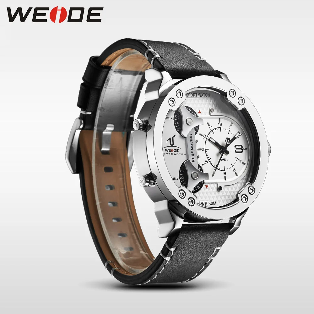 Weide часы Роскошные Кварцевые мужские белые спортивные электронные кожаные