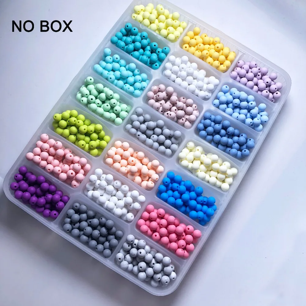 Candy Beads 100pc Silicone Baby Teething Teether Beads 10- 20mm Safe Food Grade Nursing Chewing Round Silicone Beads Necklace