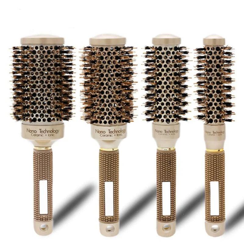 

Nano Technology Ceramic Ionic Hair Round Brush Bristle Antistatic Heat Resistant Hair Curling Brushes Wig combs