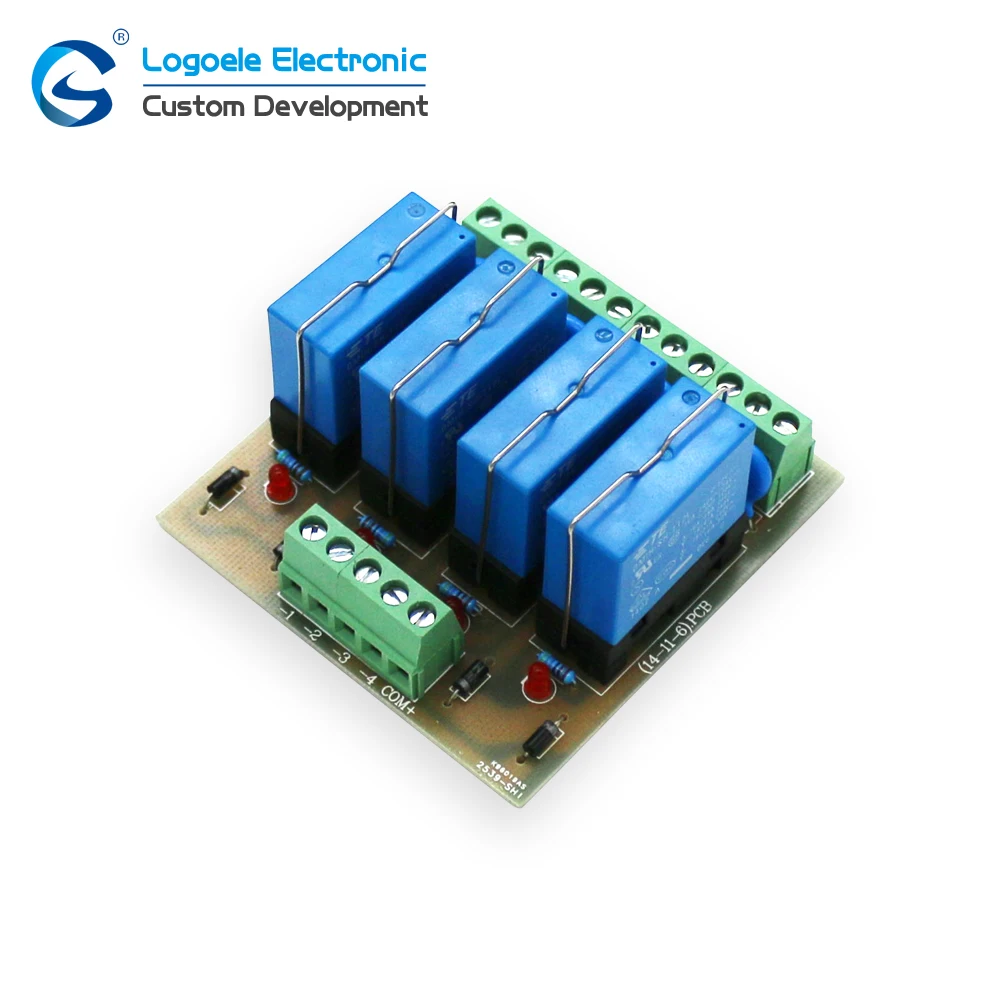 

High quality DC12V/24V input signal NPN / PNP 4 channel relay module, four panels, driver board module Band shell