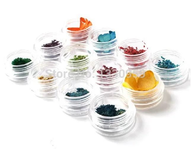 Горячая Распродажа 12 различных сушеных цветов украшение для ногтей УФ гель