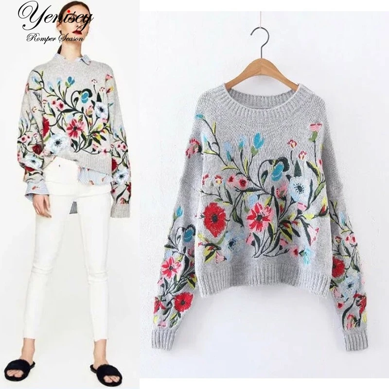 Новый 2018 большой тяжелый Цветочная вышивка вышитые пальто с круглым воротником