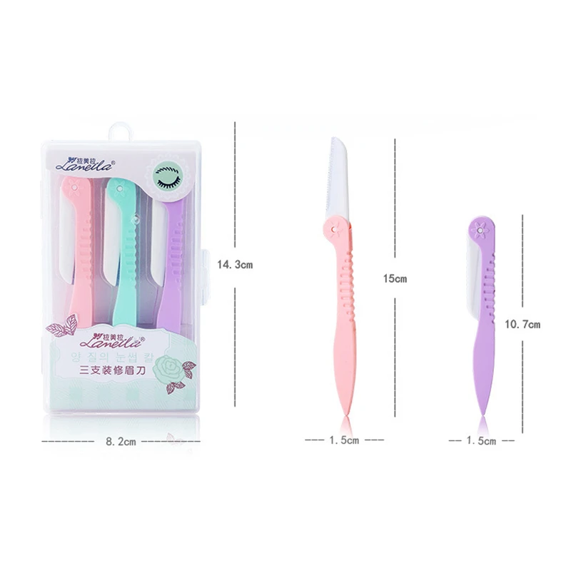 3pcs/lot Collapsible Eyebrow Trimmer Madam Professional Eyebrows Blade Beauty Makeup Tools | Красота и здоровье
