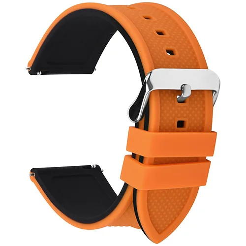Pumpkin Orange Black 8 цветов силиконовый спортивный Браслет ремешок для часов, Радужный ремешок для часов 18 мм 20 мм 22 мм 24 мм - Цвет ремешка: Pumpkin Orange Black