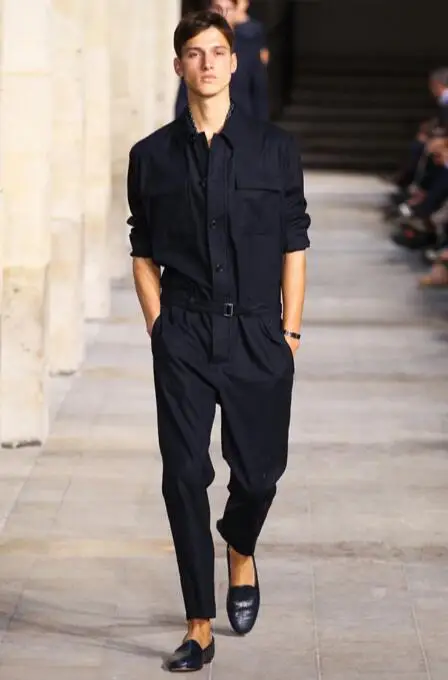 

men's casual spring and summer jumpsuit overalls male slim one piece trousers plus size Stage singer costumes clothing feet pant