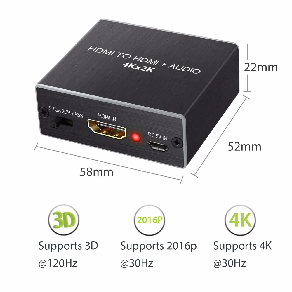 ESYNiC HDMI аудио преобразователь 1 4 Версия Поддержка 4K x 2K 3D 3 5 мм 2RCA разъем для