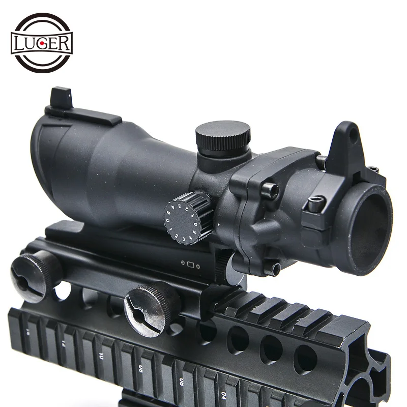Black ACOG 1X32 красный точечный прицел тактический быстросъемное освещение регулировка охотничьего прицела страйкбол коллиматор оптический прицел - Цвет: Black