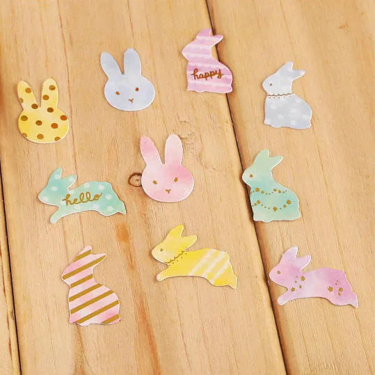 30 шт./упак. Kawaii кот», «кролик» лампы Форма отражают стикеры на клейкой основе для художественного оформления ногтей, ручная работа Этикетки Наклейки Скрап-Бумага
