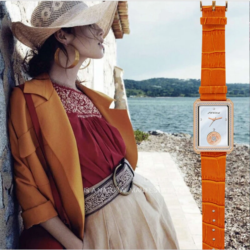 Часы наручные SINOBI женские модные роскошные прямоугольные с бриллиантами |