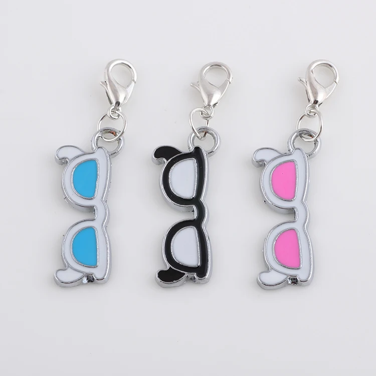 

20pcs/lot Free Shipping 26*10mm Enamel Lovely Glasses Dangle Charms Pendant For Glass Locket Nekclace Jewelry