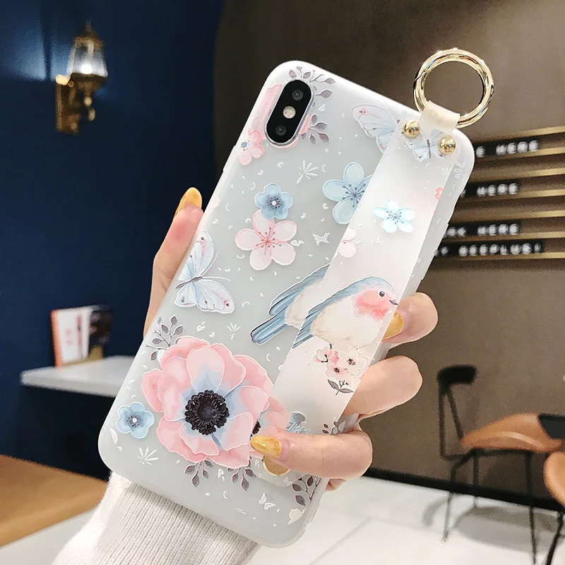 Case with Foldable Holder for Xiaomi mi 8 9 5x 6x Flower Printed Cover Redmi Note 4x 5 5a 6 7 K20 pro TPU Funda |