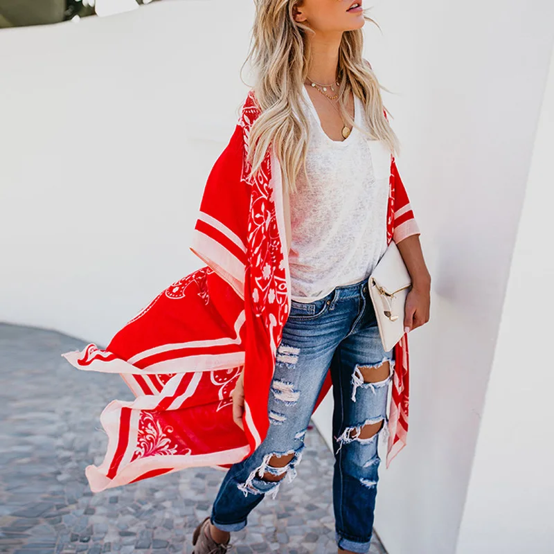 Женское пальто женская пляжная летняя Свободная Повседневная модная блуза для