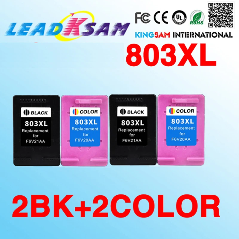 4x картриджи совместимые с hp 803 Замена для 803xl Deskjet 1112 2132 1111 2131|Чернильные картриджи|