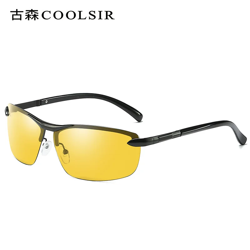 black-yellow Бренд Дизайн Модные солнцезащитные очки Для мужчин Polarized Pilot Хамелеон фотохромизм с антибликовым покрытием очки, день и ночь для вождения мужские солнцезащитные очки - Цвет линз: black-yellow