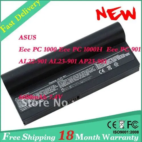 

Laptop Battery for ASUS Eee PC 901 Eee PC 1000 Eee PC 1000H AL23-901 battery 6600mAh-Black