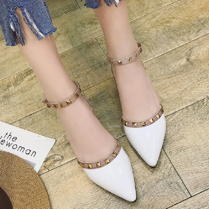 

Marlisasa Zapatos De Mujer Female Fashion Red Pu Leather Pointed Toe Flat Shoes Women Casual Summer Buckle Strap Shoes F5365
