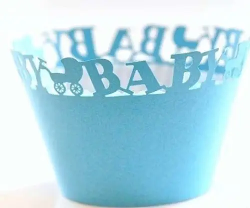 blue baby 12 шт. синий принц Лазерная резка Кекс Обертка маффины чашка торт чехол лайнер для мальчиков на день рождения - Цвет: blue baby