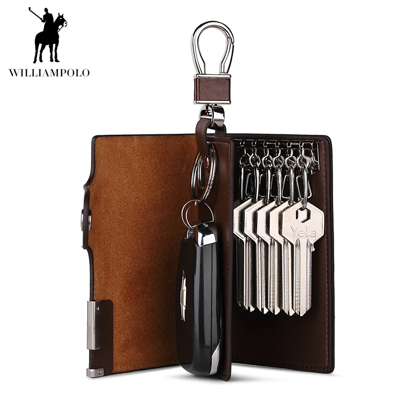 Wilampolo, люксовый бренд, Автомобильный ключ, кошелек, для мужчин, с застежкой, натуральная кожа, деловой, внутренний, для монет, карман, на молнии, мужской