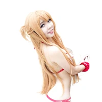 hsiu 100cm long wig sword art online cosplay wig asuna costume play wigs halloween party anime game hair high quality
