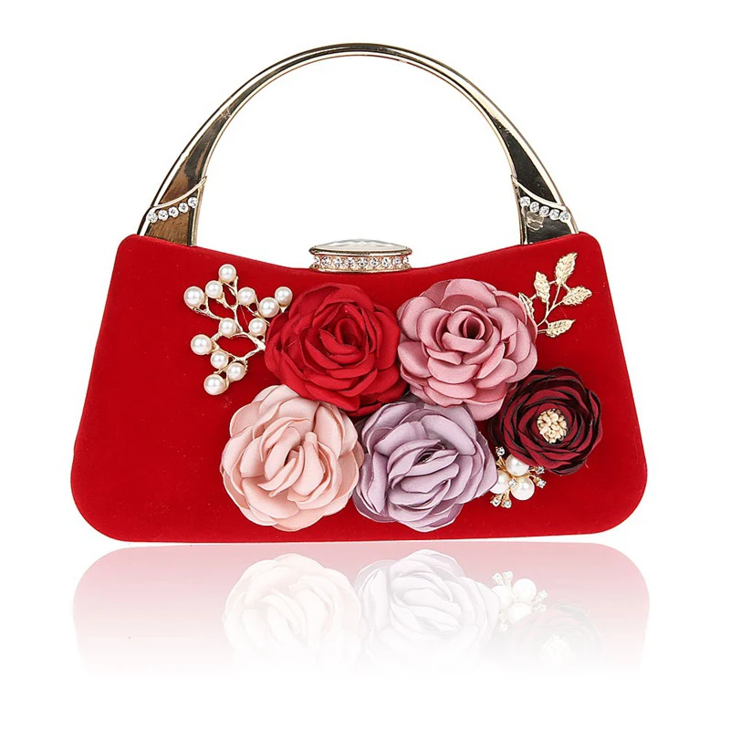 Women Handmade Flower Evening Bags Pearl Diamonds Luxury Brand Clutch Wallet Wedding Purse Party Dinner | Багаж и сумки