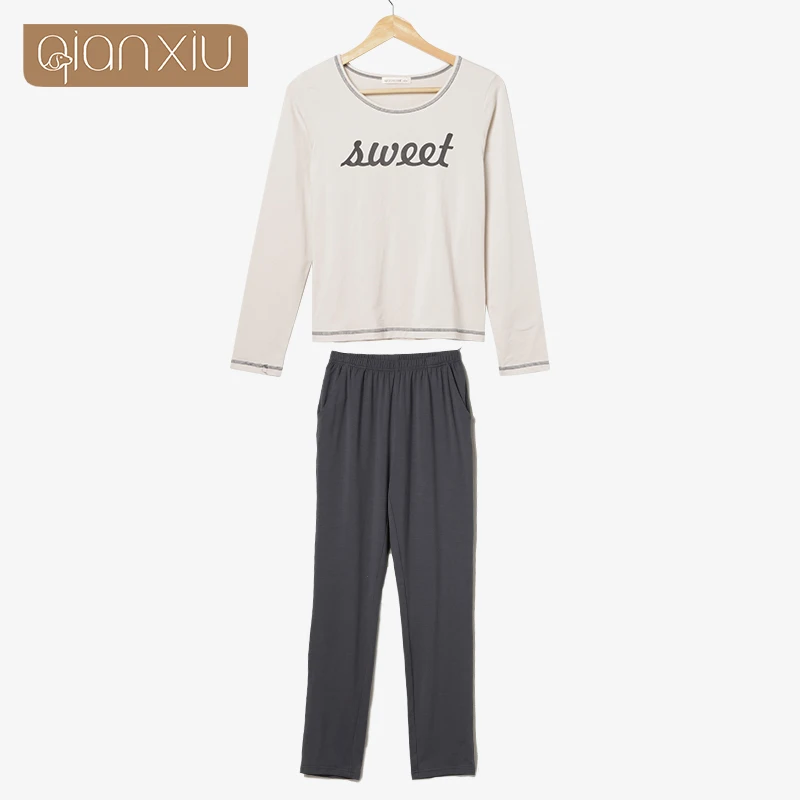 Qianxiu Pajamas Sets The New Fall For Women's High Quality Nightgown Suit Comfort Letters Pattern | Женская одежда