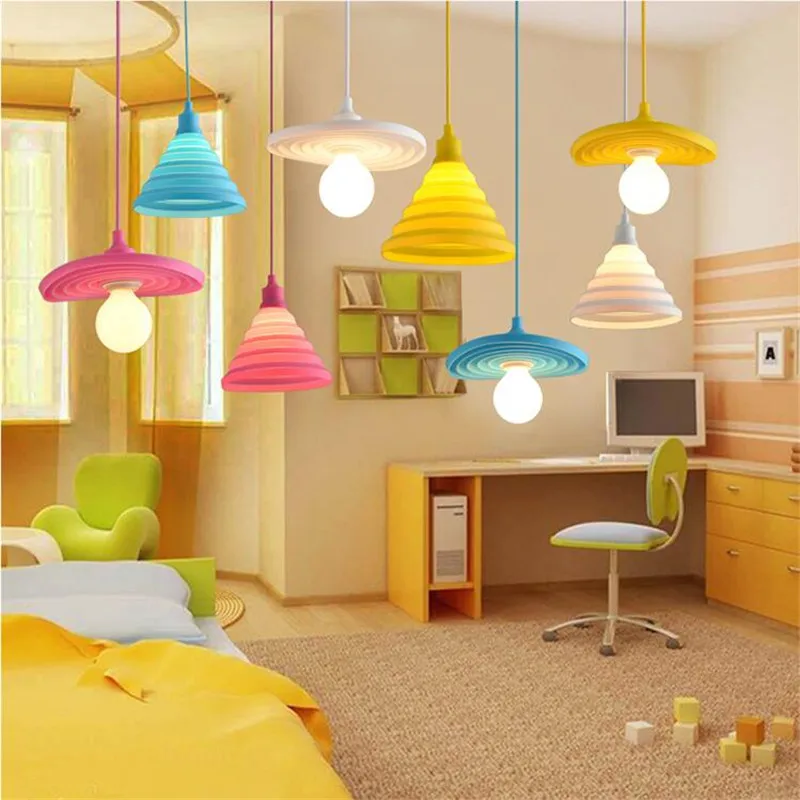 Модные красочные силиконовые складные подвесные светильники для домашнего