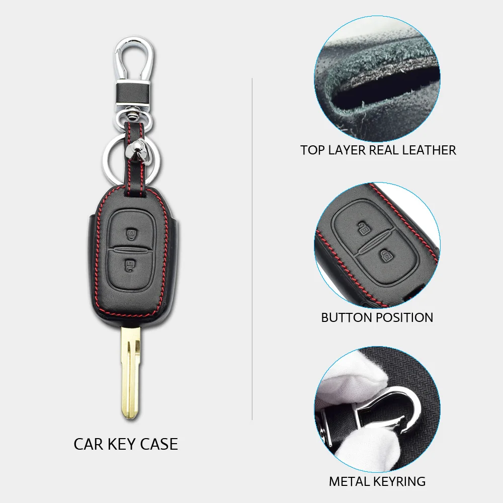 2 кнопки кожаный чехол для ключей автомобиля для Renault Scenic Master Megane Duster Logan Clio Captur Laguna Fluence пульт дистанционного управления чехол брелок сумка