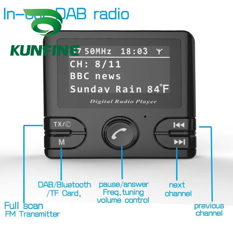 

Universal Car styling 12V-24V Car DAB+ Tuner Car Radio FM Transmitter Car DAB Digital Radio Adapter Bluetooth Music Streaming