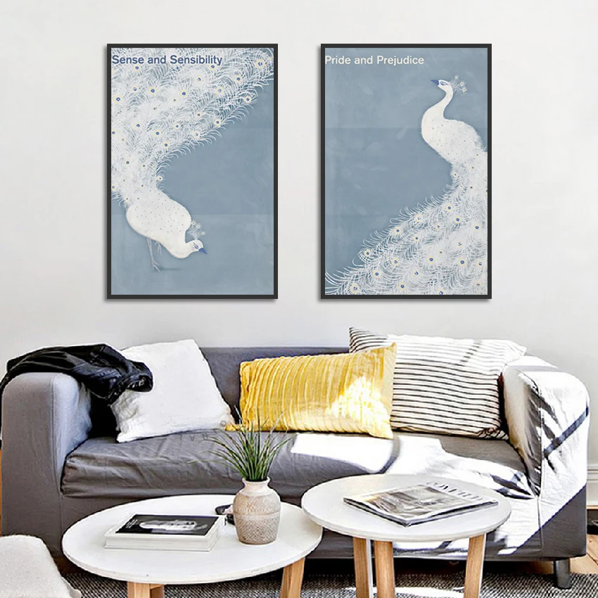 Скандинавский простой Павлин 2 предмета декоративная фотография без рамки