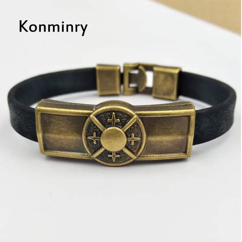 Мужской и женский кожаный браслет Konminry винтажный из бронзовой кожи с