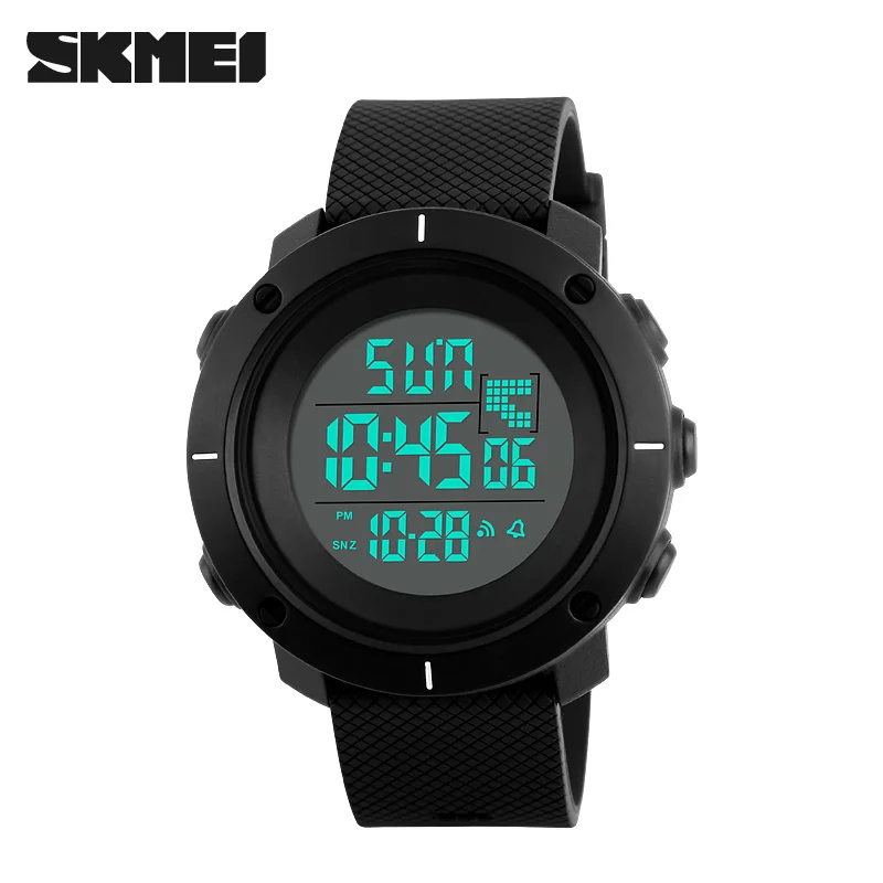 Black SKMEI уличные спортивные часы мужские Многофункциональные цифровые наручные часы 5 бар водонепроницаемые Хронограф военные часы reloj hombre - Цвет: Black