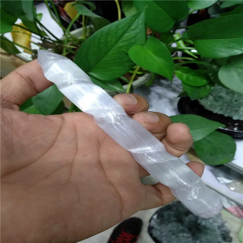 Selenite Хрустальная Массажная палочка &quotспиральная полированная круглая и