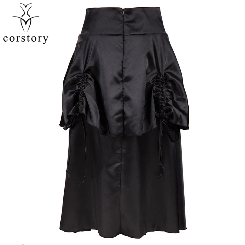 Черная атласная юбка с оборками в викторианском стиле | Женская одежда