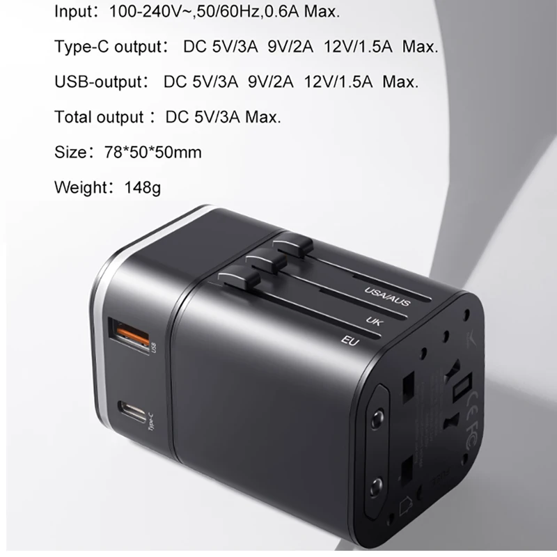 

Baseus Quick Charge 3.0 USB Charger Universal Travel Adapter USB C PD QC3.0 Fast Charging International Plug Socket