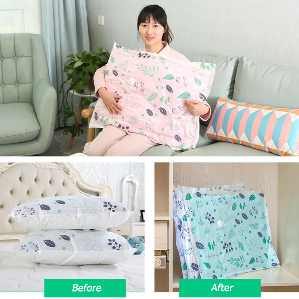 Eco-friendly Foldable Space Vacuum Dust-Proof Storage Bags Reusable Vacum Seal Bag Home bedroom Clothes Quilt Storage Bags