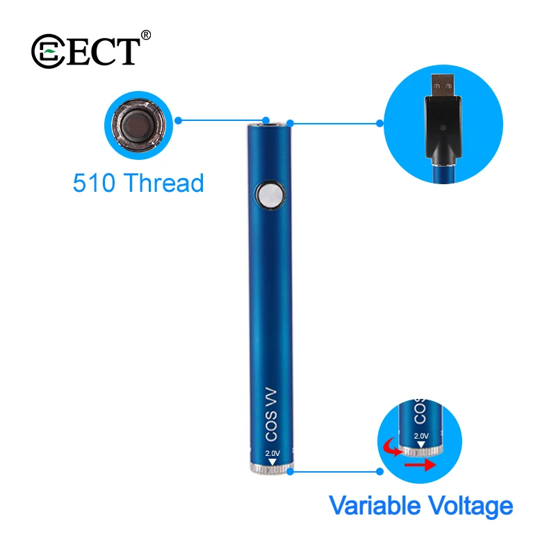 Vape Mod ECT COS Preheat VV батарея 450 мАч переменное напряжение электронная сигарета мод с usb