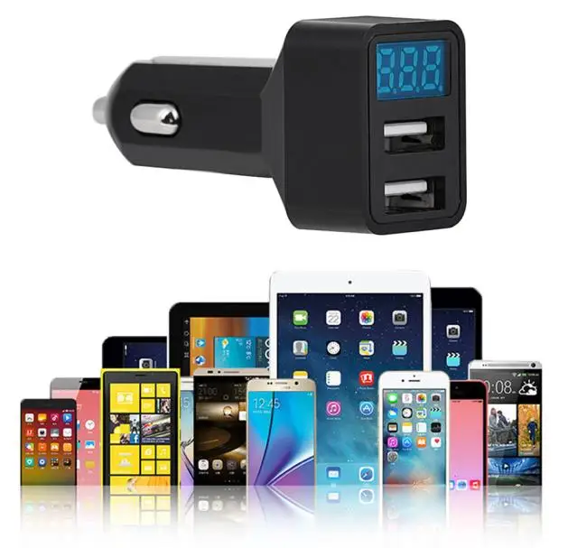 Kongyide черный 4 в 1 двойной USB Автомобильное зарядное устройство адаптер напряжение