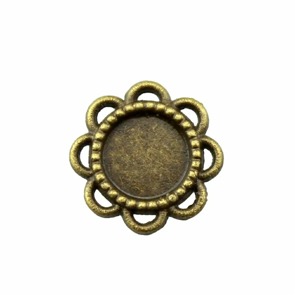50pcs Fit 8mm Round Glass Cabochon Base Setting Pendant Tray Antique Bronze Plated Vintage Jewelry Findings For Making | Украшения и