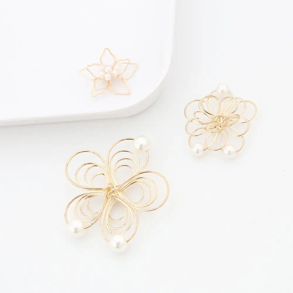 2 шт. Золотого цвета проволочные цветы оберточные подвески ручной работы для изготовления ювелирных изделий на ожерелье и серьги.